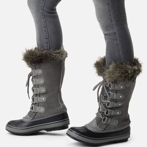 Sorel 10.5 JOAN of ARCTIC Women's Black Gray Genuine Suede Winter Tall Boots